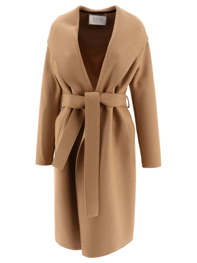 Harris Wharf London Wrap Coat In Beige