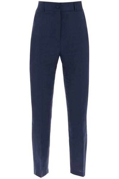 Hebe Studio 'loulou' Linen Trousers In Blu