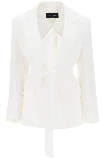 Hebe Studio Single-breasted Blazer In Linen In White