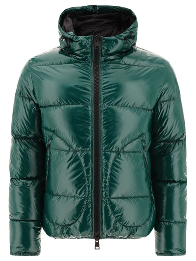Herno Logo Patch Zip-up Padded Jacket In Green