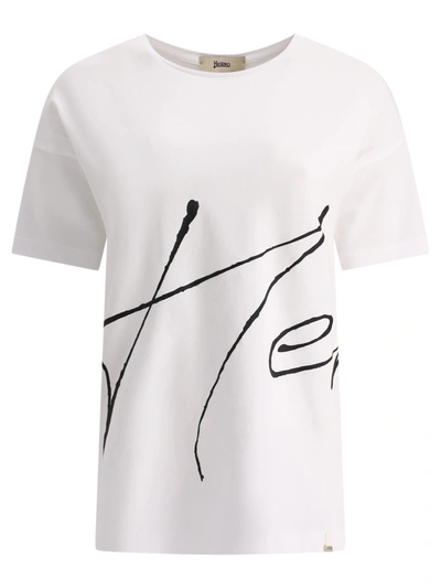 Herno Logo Print T-shirt In White/black