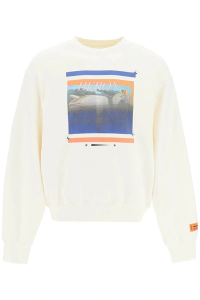 Heron Preston 'misprinted Heron' Print Sweatshirt Men In White