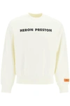 Heron Preston Logo Print Cotton Crewneck Sweatshirt In White