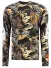 Heron Preston "flaming Camo" Crew Neck T-shirt In Green