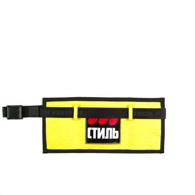 Heron Preston Cyrillic Script Logo Belt Wallet In Yellow