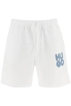 Hugo Cotton-terry Shorts With Graffiti-style Stacked Logo In White