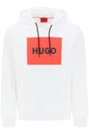Hugo Cotton-terry Hoodie With Box Logo In White