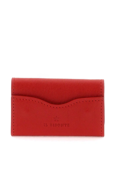 Il Bisonte Leather Key Holder In Red Leather