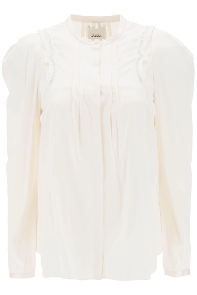 Isabel Marant 'joanea' Satin Blouse With Cutwork Embroideries In White