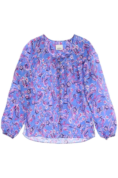 Isabel Marant Prian Printed Top In Blue