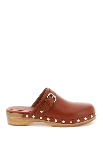 Isabel Marant Thalie Leather Clogs In Brown