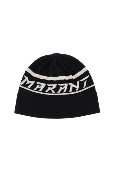 Isabel Marant Cliff Jacquard-logo Beanie In Black