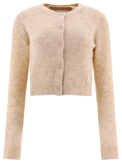 Isabel Marant Étoile Buttoned Straight Hem Knitted Cardigan In Beige