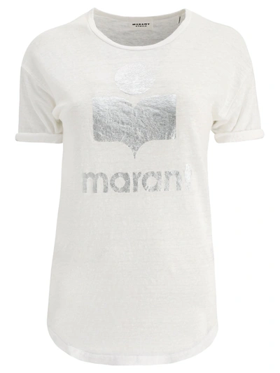 Isabel Marant Étoile Koldi Logo Print Linen T-shirt In White