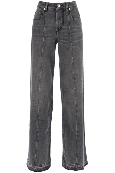 Isabel Marant Noldy Wide Leg Jeans In Grigio