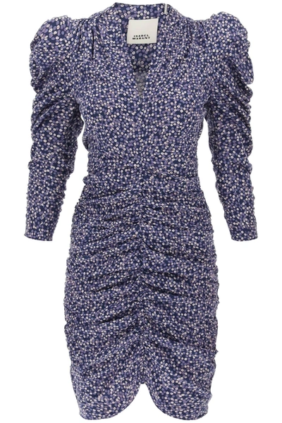 Isabel Marant Stretch Silk Celina Mini Dress In Blue
