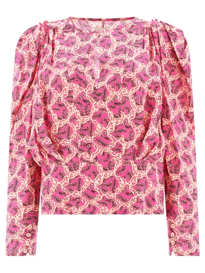 Isabel Marant Zarga Blouse In Fuchsia Silk Blend In Pink