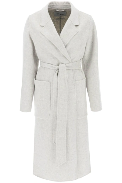 Ivy & Oak Single-breasted Belted Wool Coat In Grey
