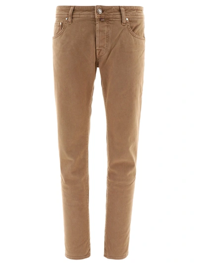 Jacob Cohen Embroidered Jeans With Foulard Trousers In Brown
