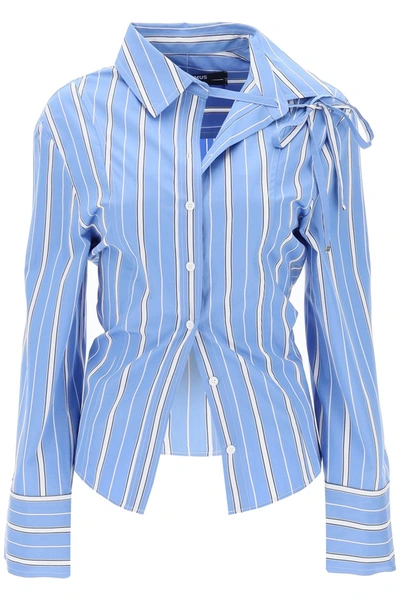 Jacquemus La Chemise Ruban Striped Cotton Shirt In Blue