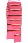 Jacquemus La Jupe Maille Concha Striped Knitted Midi Skirt In Pink