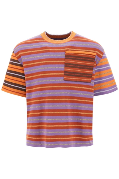 Jacquemus Striped T-shirt In Orange,purple