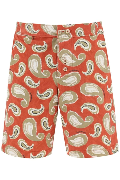 Jacquemus Orange & Green Le Raphia 'le Short Pingo' Shorts In Multi