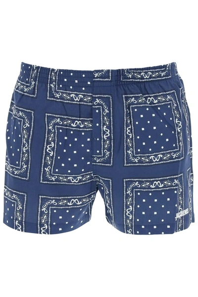 Jacquemus Logo-embroidered Bandana-print Boxers In Blue