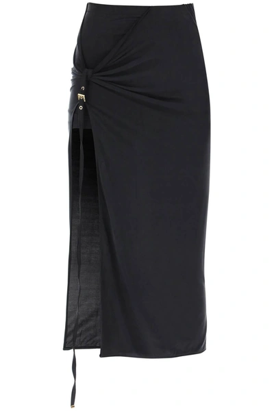 Jacquemus La Jupe Pareo Croissant Wrap Skirt In Black