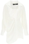 Jacquemus La Robe Bahia Draped Minidress In Neutrals