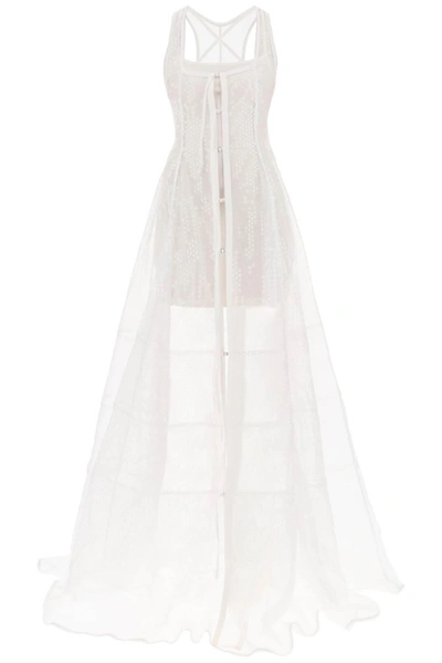 Jacquemus La Robe Dentelle Lace Long Dress In White