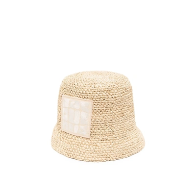 Jacquemus Neutral Le Bob Ficiu Raffia Bucket Hat In 150 - Beige