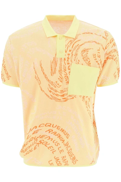 Jacquemus Le Polo Tordu Printed Stretch-knit Polo Shirt In Yellow,orange