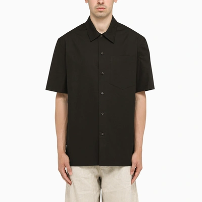 Jil Sander Black Bowling Shirt With Buttons In Lightweight Bio Cotton Man