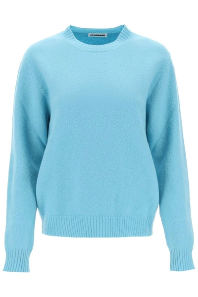 Jil Sander Crew Neck Sweater In Wool In Light Blue
