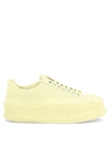 Jil Sander White Leather Platform Sneakers In Yellow