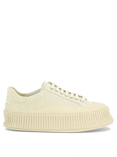 Jil Sander Beige Lace-up Sneakers For Women By  In Tan