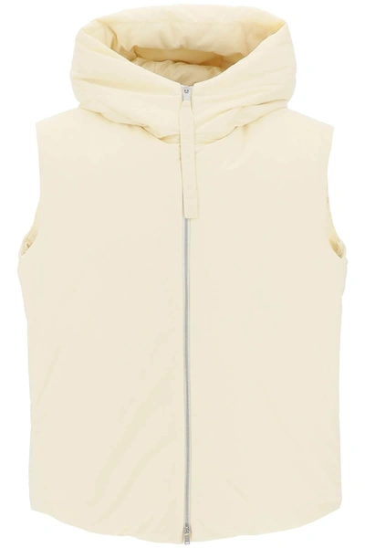 Jil Sander Oversized Hooded Down Vest In White