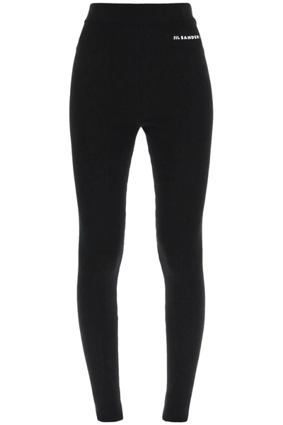 Jil Sander Rib Knit Leggings In Black