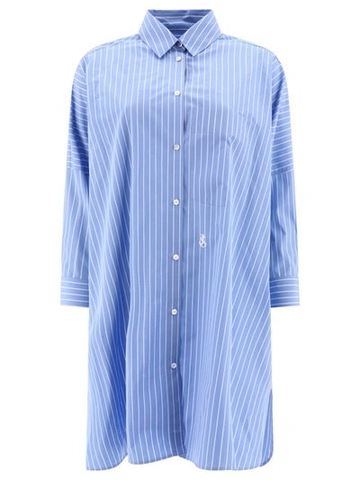 Jil Sander Striped Cotton Shirt In Blue