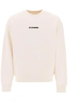 Jil Sander Cotton Sweatshirt With Frontal Logo In Neutral