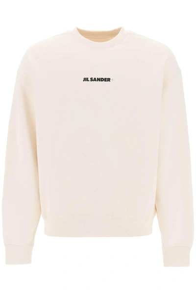 Jil Sander Cotton Sweatshirt With Frontal Logo In Neutral