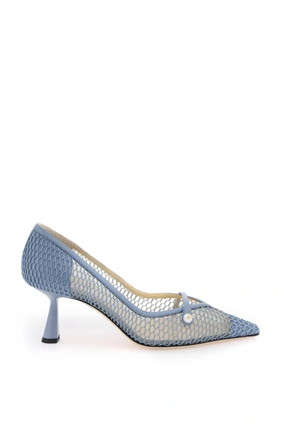 Jimmy Choo Rosalia 65 Mesh And Leather Pumps In Blue