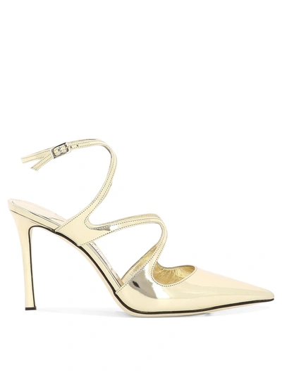 Jimmy Choo Azia Pump 95  Liquid Metal Leather In Gold