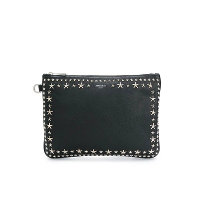 Jimmy Choo Derek Star Stud Clutch Bag In Black