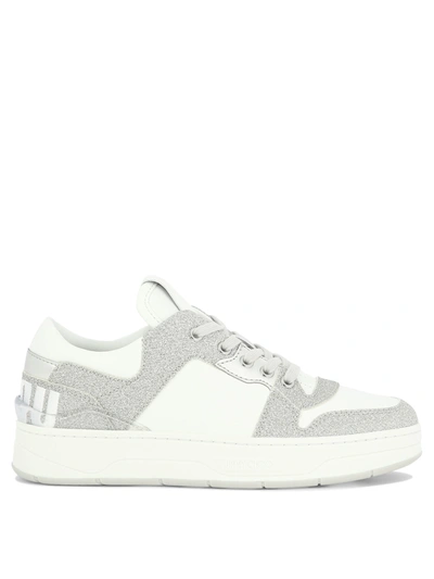 Jimmy Choo Florent/f Leather & Glitter Sneaker In White