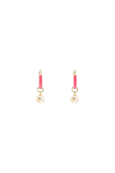 Jimmy Choo Hoop Earrings With Pearls In Mixed Colours