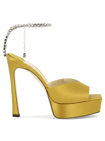 Jimmy Choo Saeda Sandals Yellow In Orange