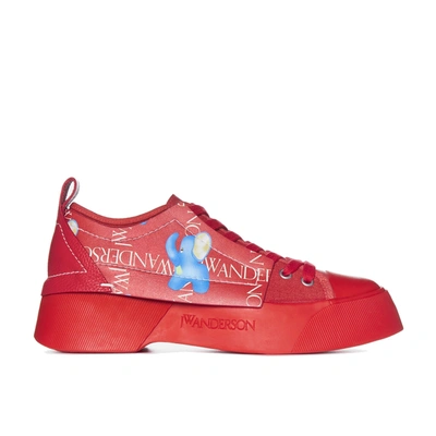 Jw Anderson Canvas And Leather Sneakers In Red