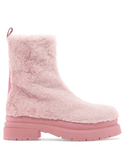 Jw Anderson Faux Fur Ankle Boots In Pink